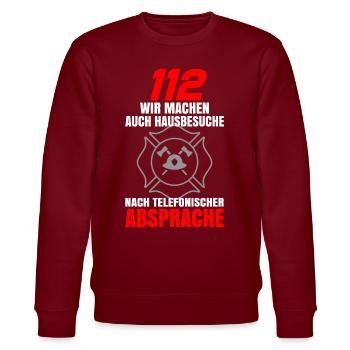 Firefighter Tshirt Firefighter Firefighter 112 - Stanley/Stella CHANGER Unisex Organic Sweatshirt - burgundy - Front - Nik (191cm) & Marisol (170cm)