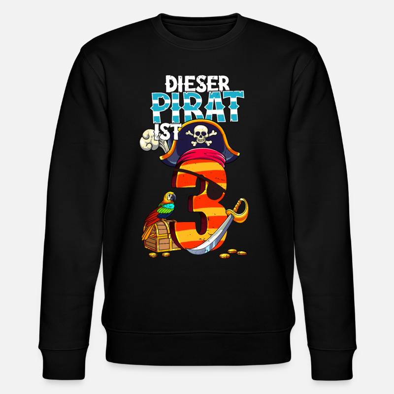 3rd Birthday Pirates - Stanley/Stella CHANGER Unisex Organic Sweatshirt - black
