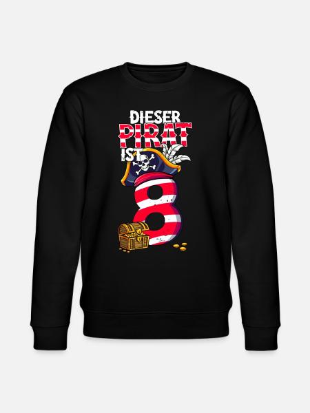 8th Birthday Pirates - Stanley/Stella CHANGER Unisex Organic Sweatshirt - black