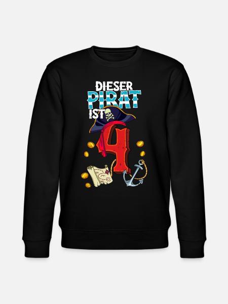 4th Birthday Pirates - Stanley/Stella CHANGER Unisex Organic Sweatshirt - black