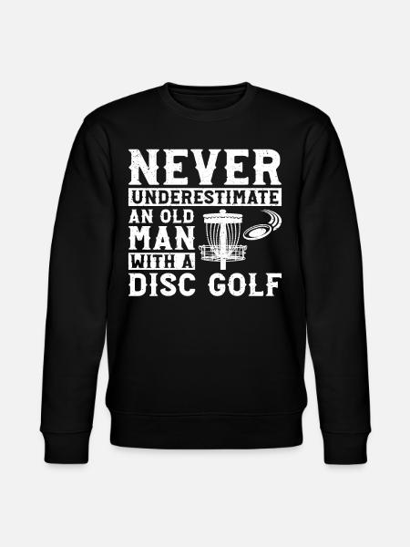 Älä koskaan aliarvioi vanhaa miestä, jolla on frisbeegolf - Stanley/Stella CHANGER unisex luomu-collegepaita - musta