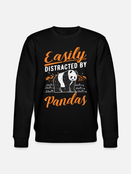 Easily distracted by Pandas - Stanley/Stella Unisex Bio-Sweatshirt CHANGER  - Schwarz