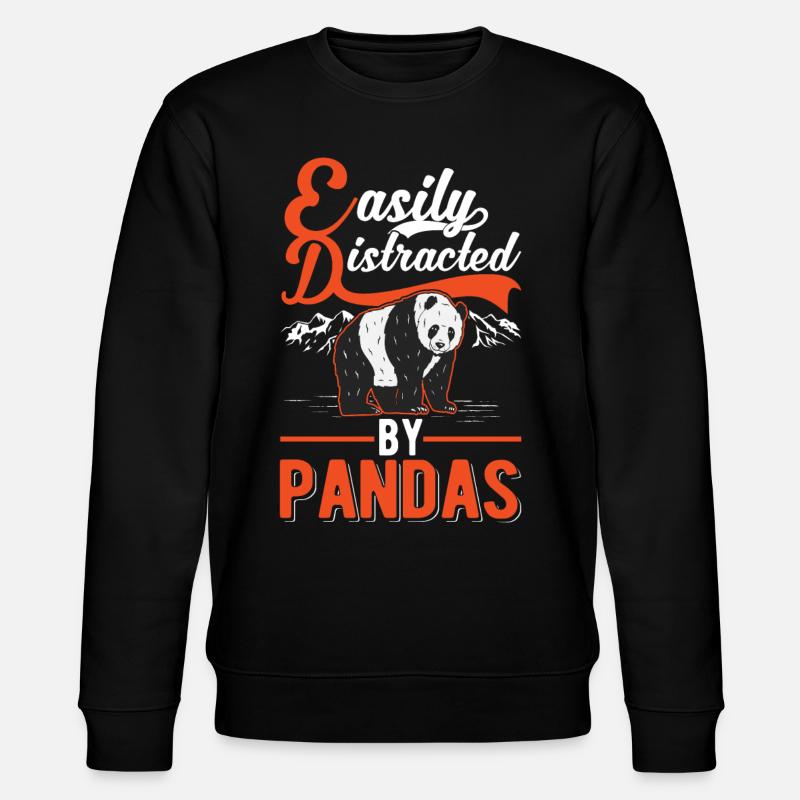 Easily distracted by Pandas - Stanley/Stella Unisex Bio-Sweatshirt CHANGER - Schwarz