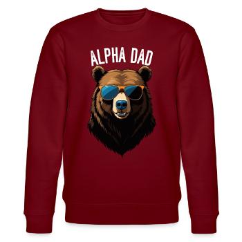 Alpha Dad Lustiger Bären Vater Perfekter Style - Stanley/Stella Unisex Bio-Sweatshirt CHANGER  - Burgunderrot - Vorne - Nik (191cm) & Marisol (170cm)