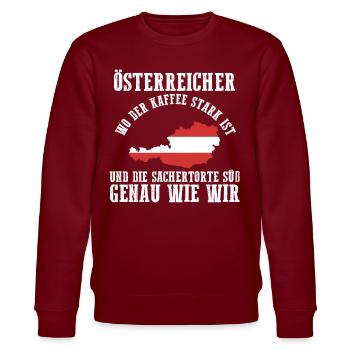 Austrians Austria - Stanley/Stella CHANGER Unisex Organic Sweatshirt - burgundy - Front - Nik (191cm) & Marisol (170cm)