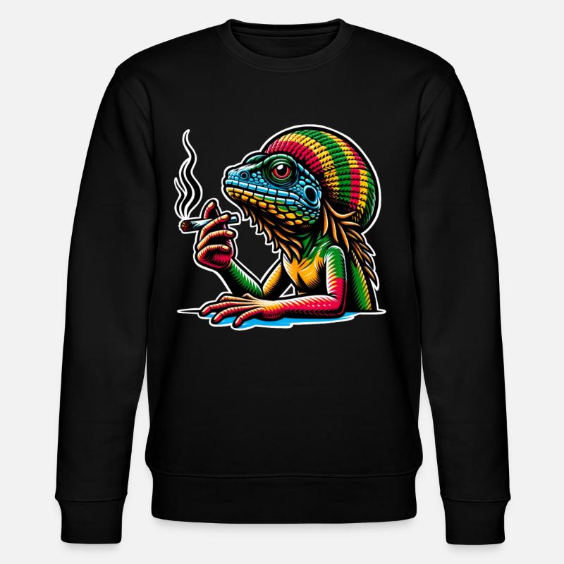 Lizard Smoking Cannabis - Stanley/Stella CHANGER Unisex Organic Sweatshirt - black