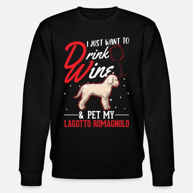 Lagotto Romagnolo et vin - Sweat bio CHANGER Stanley/Stella Unisexe - noir