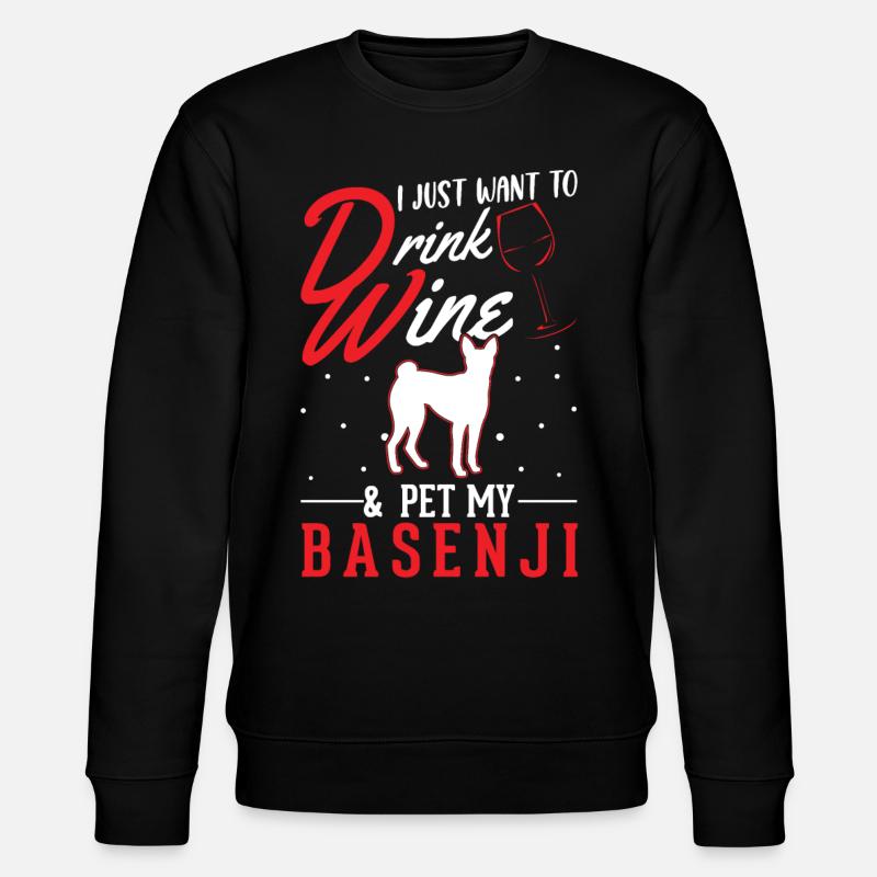 Basenji et le vin - Sweat bio CHANGER Stanley/Stella Unisexe - noir