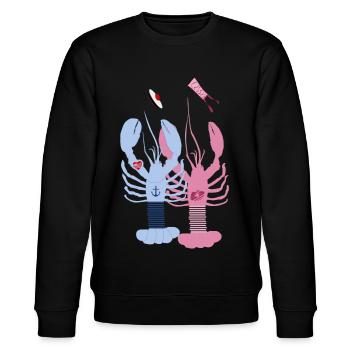 Bretagne - Homards bleu et rose - Sweat bio CHANGER Stanley/Stella Unisexe - noir - Devant - Nik (191cm) & Marisol (170cm)