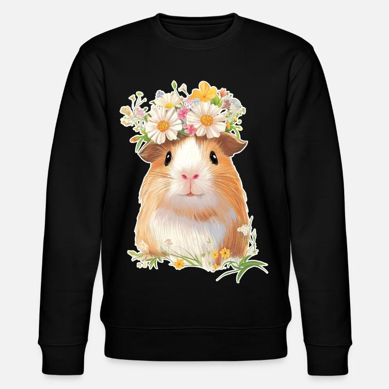 Cochon d’Inde avec des fleurs - Sweat bio CHANGER Stanley/Stella Unisexe - noir