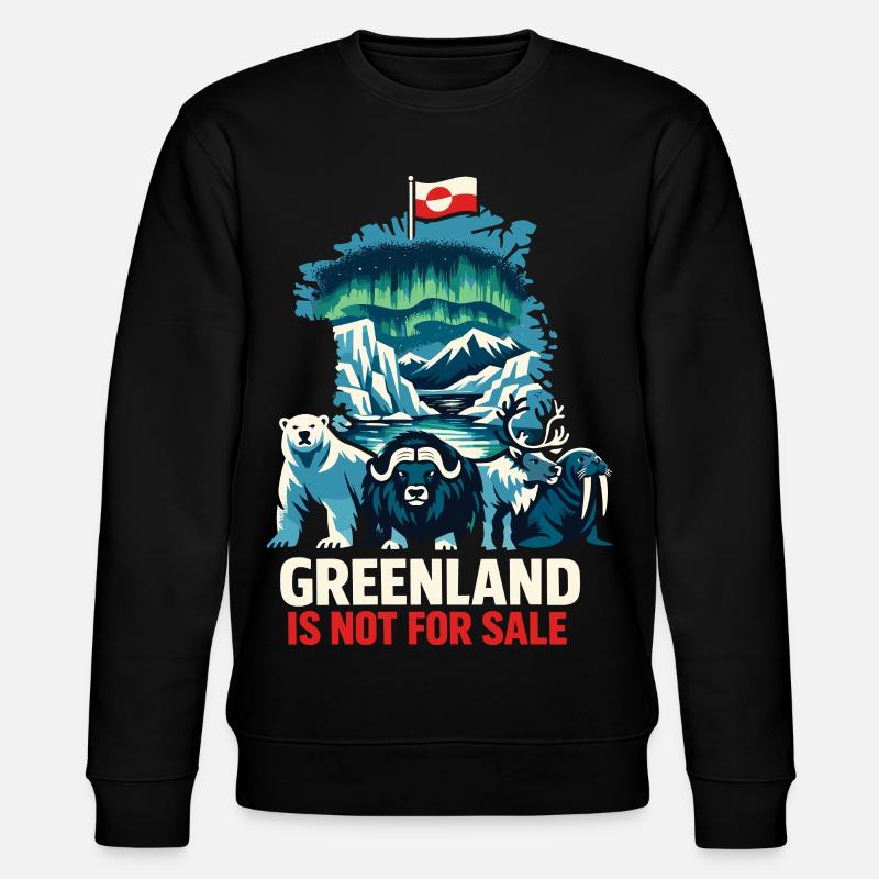 Grønland Ikke Til Salg Skjorteflag Gave - Stanley/Stella økologisk unisex-sweatshirt CHANGER - sort