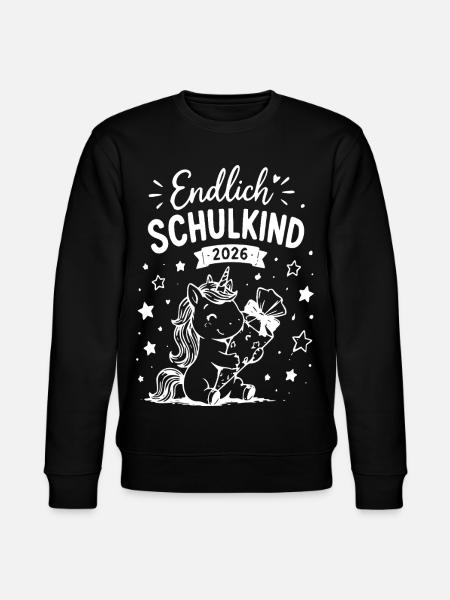 Endlich Schulkind 2026 Einhorn - Stanley/Stella Unisex Bio-Sweatshirt CHANGER  - Schwarz