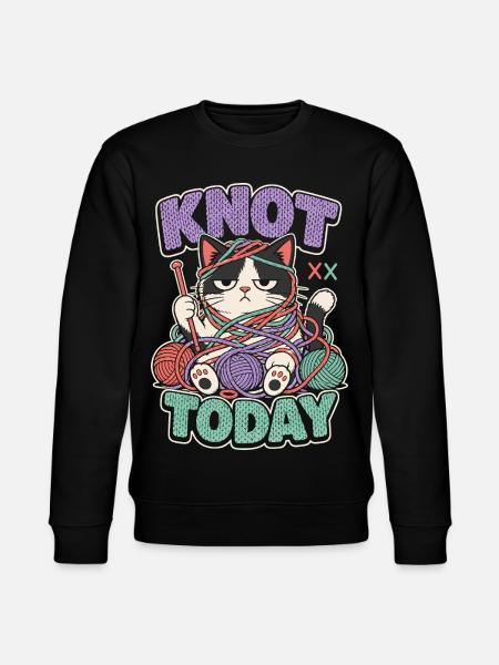 Knot Today Katze mit Wolle - Stanley/Stella Unisex Bio-Sweatshirt CHANGER  - Schwarz