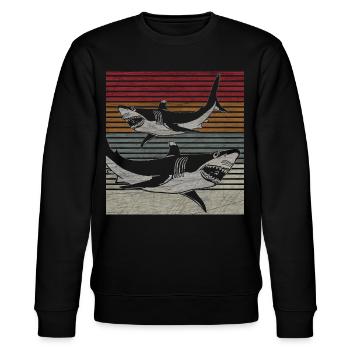 shark - Stanley/Stella CHANGER Unisex Organic Sweatshirt - black - Front - Nik (191cm) & Marisol (170cm)