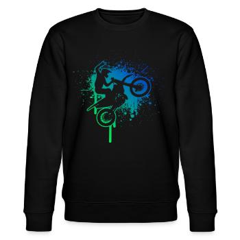 Herren Freestyle Motocross Motocross Supermoto - Stanley/Stella Unisex Bio-Sweatshirt CHANGER  - Schwarz - Vorne - Nik (191cm) & Marisol (170cm)