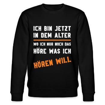 Was ich hören will - Stanley/Stella Unisex Bio-Sweatshirt CHANGER  - Schwarz - Vorne - Nik (191cm) & Marisol (170cm)