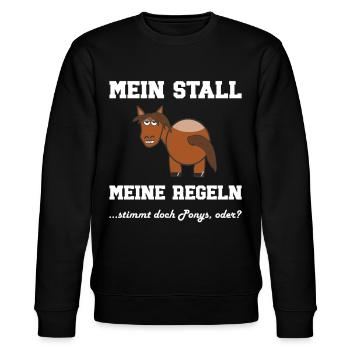 Pferde Sprüche für echte Pferdeliebhaber - Stanley/Stella Unisex Bio-Sweatshirt CHANGER  - Schwarz - Vorne - Nik (191cm) & Marisol (170cm)