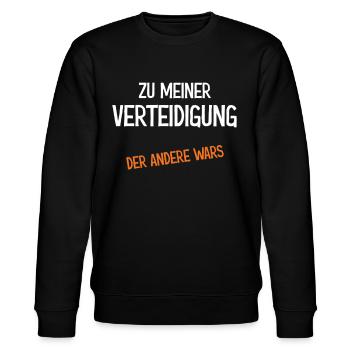 Zu meiner Verteidigung der andere wars - Stanley/Stella Unisex Bio-Sweatshirt CHANGER  - Schwarz - Vorne - Nik (191cm) & Marisol (170cm)