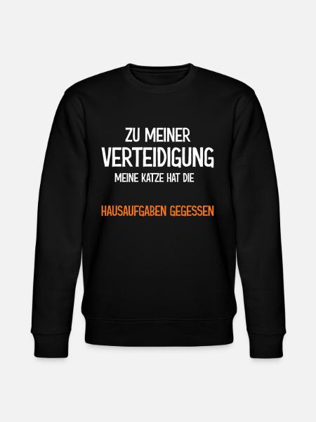 Zu meiner Verteidigung Katze hat Hausaufgaben - Stanley/Stella Unisex Bio-Sweatshirt CHANGER  - Schwarz