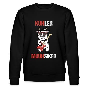 Gitarre und Kuh Musiker - Stanley/Stella Unisex Bio-Sweatshirt CHANGER  - Schwarz - Vorne - Nik (191cm) & Marisol (170cm)