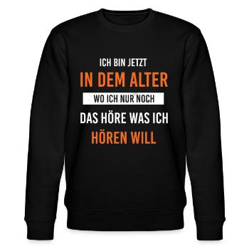 Was ich hören will - Stanley/Stella Unisex Bio-Sweatshirt CHANGER  - Schwarz - Vorne - Nik (191cm) & Marisol (170cm)