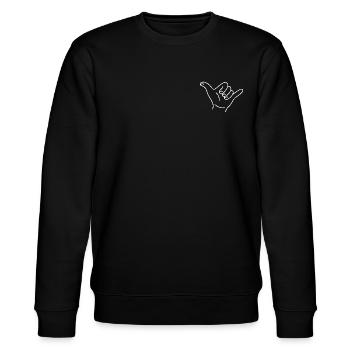Shaka-Handzeichen für alle Surfer und Surferinnen - Stanley/Stella Unisex Bio-Sweatshirt CHANGER  - Schwarz - Vorne - Nik (191cm) & Marisol (170cm)