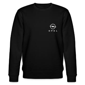 Opel Weißer Schriftzug - Stanley/Stella Unisex Bio-Sweatshirt CHANGER  - Schwarz - Vorne - Nik (191cm) & Marisol (170cm)