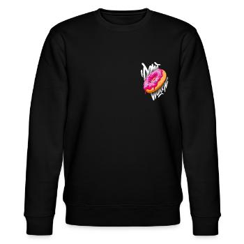 Donut Worry Be Happy - Saying l Desert l Gift - Stanley/Stella CHANGER Unisex Organic Sweatshirt - black - Front - Nik (191cm) & Marisol (170cm)