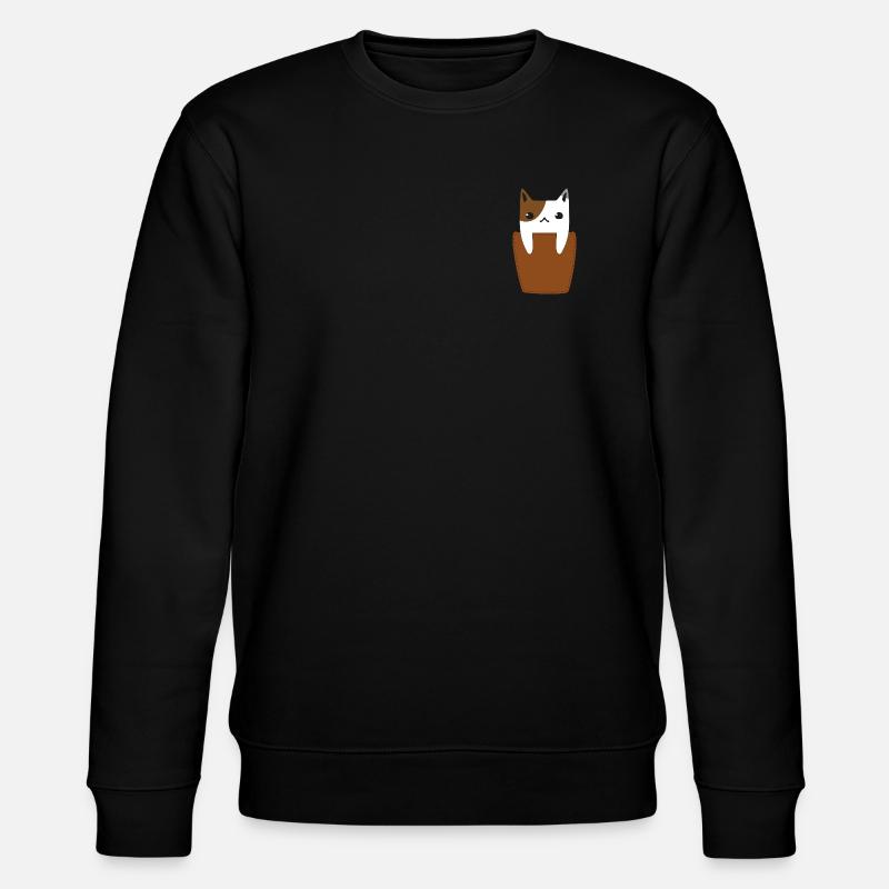 Poche poitrine avec chat - Sweat bio CHANGER Stanley/Stella Unisexe - noir
