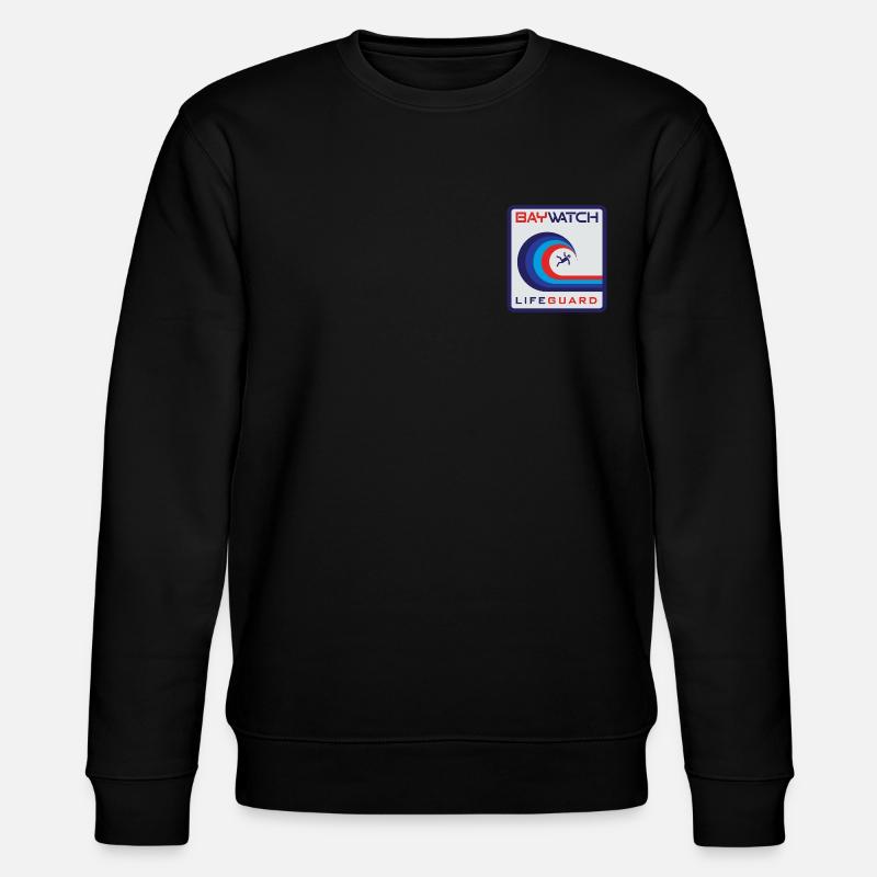 Baywatch Wave Lifeguard Chest Design - Stanley/Stella CHANGER Unisex Organic Sweatshirt - black