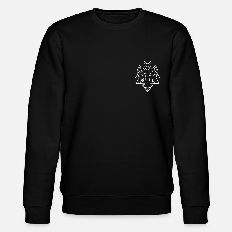Tête avec flèche "Stay Wild", idée cadeau blanche - Sweat bio CHANGER Stanley/Stella Unisexe - noir