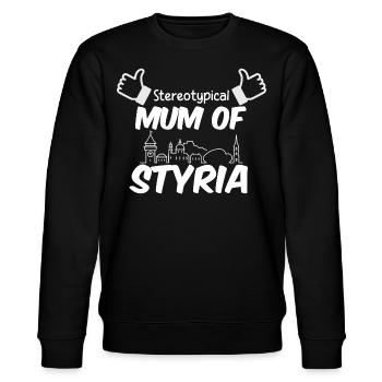 Stereotypical Mum of Styria / Steiermark für Mama - Stanley/Stella Unisex Bio-Sweatshirt CHANGER  - Schwarz - Vorne - Nik (191cm) & Marisol (170cm)