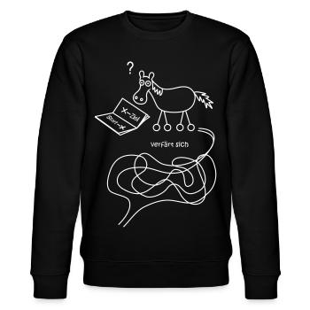 verfährt sich, färt, lustiges Pferd, verfärt sich - Stanley/Stella Unisex Bio-Sweatshirt CHANGER  - Schwarz - Vorne - Nik (191cm) & Marisol (170cm)