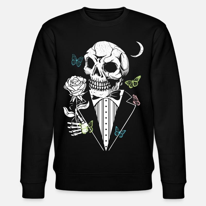 Crâne de Gentelman avec Rose - Sweat bio CHANGER Stanley/Stella Unisexe - noir