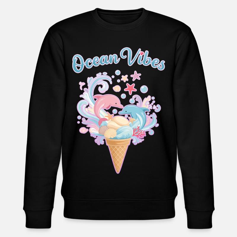 Motif Glace et Dauphins 🍦🐬🐬 - Sweat bio CHANGER Stanley/Stella Unisexe - noir