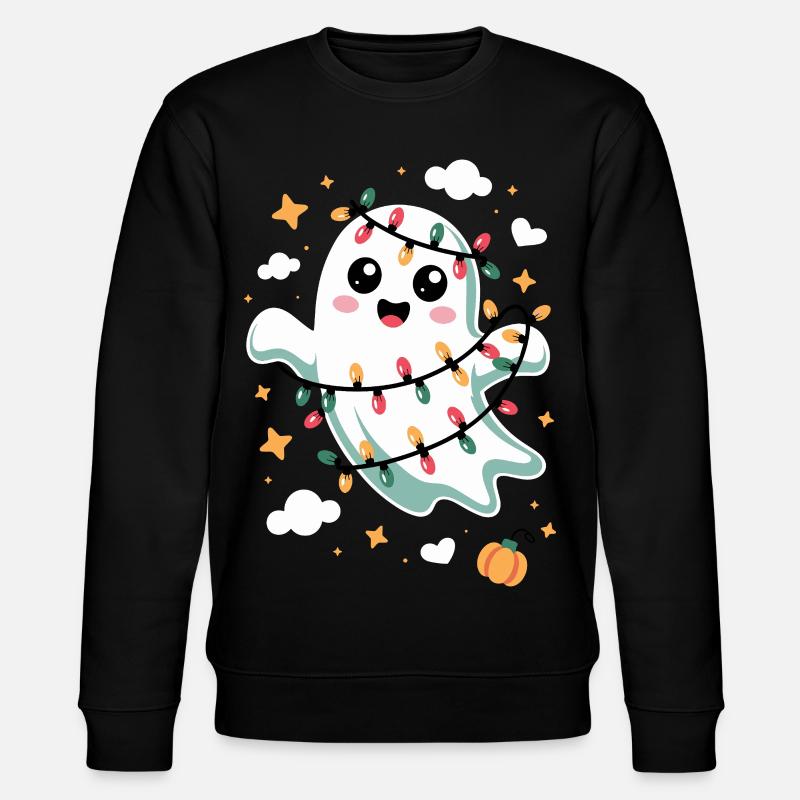 Sweet ghost with Christmas lights - Stanley/Stella CHANGER Unisex Organic Sweatshirt - black