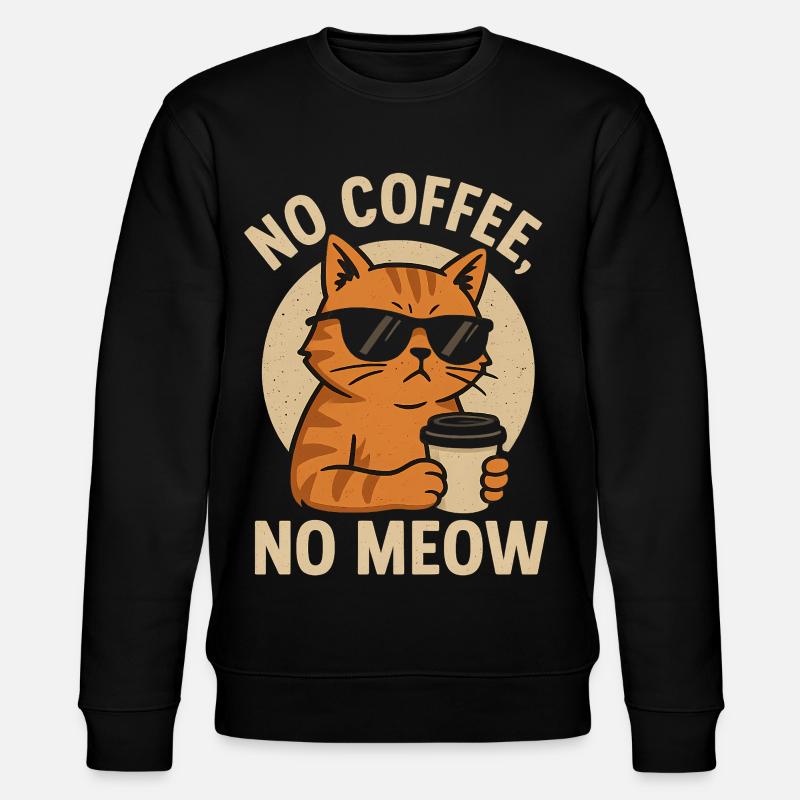 Coole Katze mit Sonnenbrille und Kaffeetasse - Stanley/Stella Unisex Bio-Sweatshirt CHANGER  - Schwarz