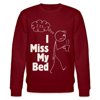 Ich vermisse das Bett – lustige Grafiken mit Kaffee - Stanley/Stella Unisex Bio-Sweatshirt CHANGER  - Burgunderrot - Vorne - Nik (191cm) & Marisol (170cm)