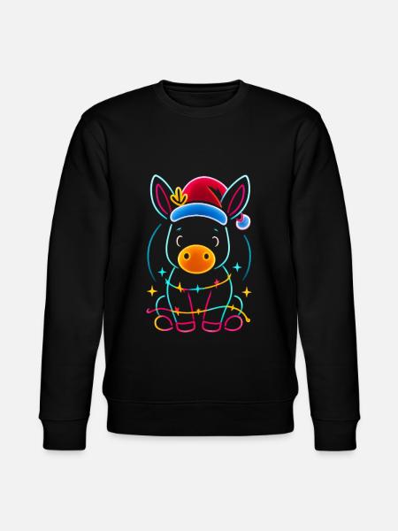 Donkey Elf Christmas Funny Gift - Stanley/Stella CHANGER Unisex Organic Sweatshirt - black
