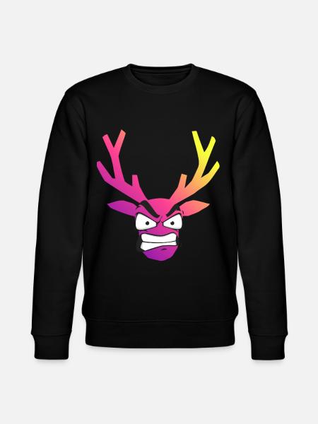 Irisierender Wütender Weihnachtshirschkopf - Stanley/Stella Unisex Bio-Sweatshirt CHANGER - Schwarz