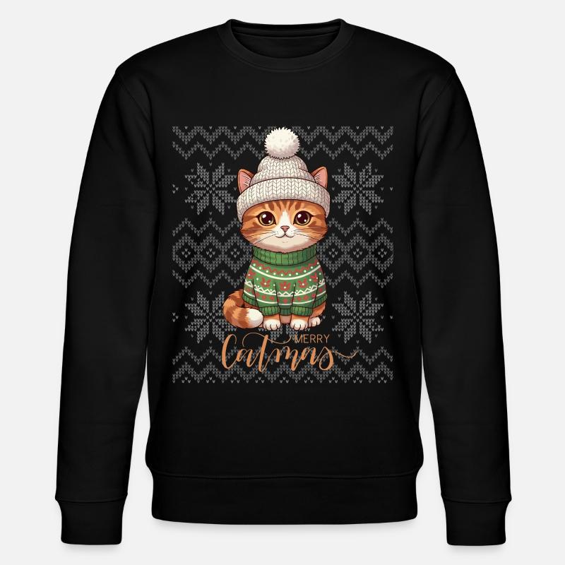 Kitten Christmas Knit Cozy - Stanley/Stella Unisex Bio-Sweatshirt CHANGER  - Schwarz
