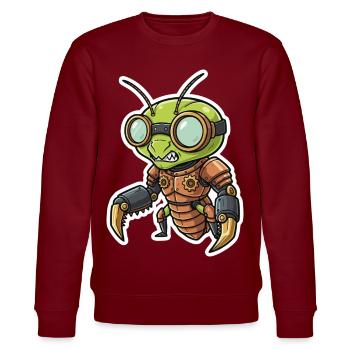 Betende Gottesanbeter-Steampunk-Kupferrüstung - Stanley/Stella Unisex Bio-Sweatshirt CHANGER  - Burgunderrot - Vorne - Nik (191cm) & Marisol (170cm)