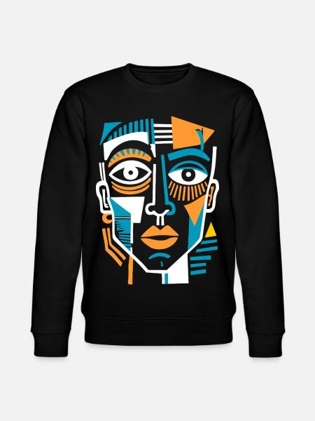 Buntes kubistisches Gesicht - Stanley/Stella Unisex Bio-Sweatshirt CHANGER - Schwarz