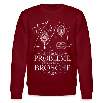 Ich stecke eine Brosche dran - Stanley/Stella Unisex Bio-Sweatshirt CHANGER  - Burgunderrot - Vorne - Nik (191cm) & Marisol (170cm)