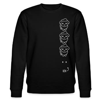 Lustige Schafe - Augen - Ich - Schwarzes Schaf - Stanley/Stella Unisex Bio-Sweatshirt CHANGER  - Schwarz - Vorne - Nik (191cm) & Marisol (170cm)