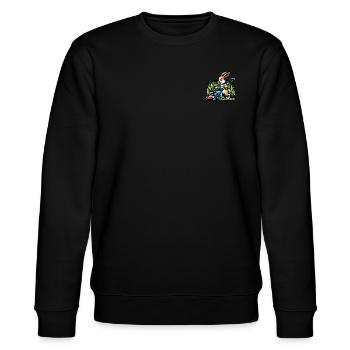 Easter bunny mowing the lawn - Stanley/Stella CHANGER Unisex Organic Sweatshirt - black - Front - Nik (191cm) & Marisol (170cm)