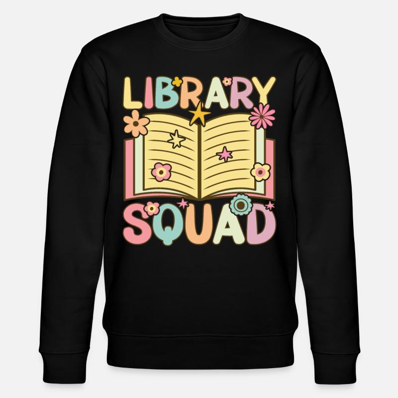 Groovy Book Reader Librarian - Stanley/Stella CHANGER Unisex Organic Sweatshirt - black