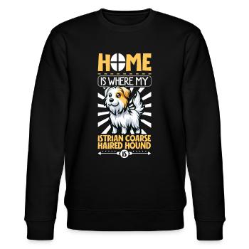 Zuhause - Rauhhaarige Istrianer Bracke - Stanley/Stella Unisex Bio-Sweatshirt CHANGER  - Schwarz - Vorne - Nik (191cm) & Marisol (170cm)