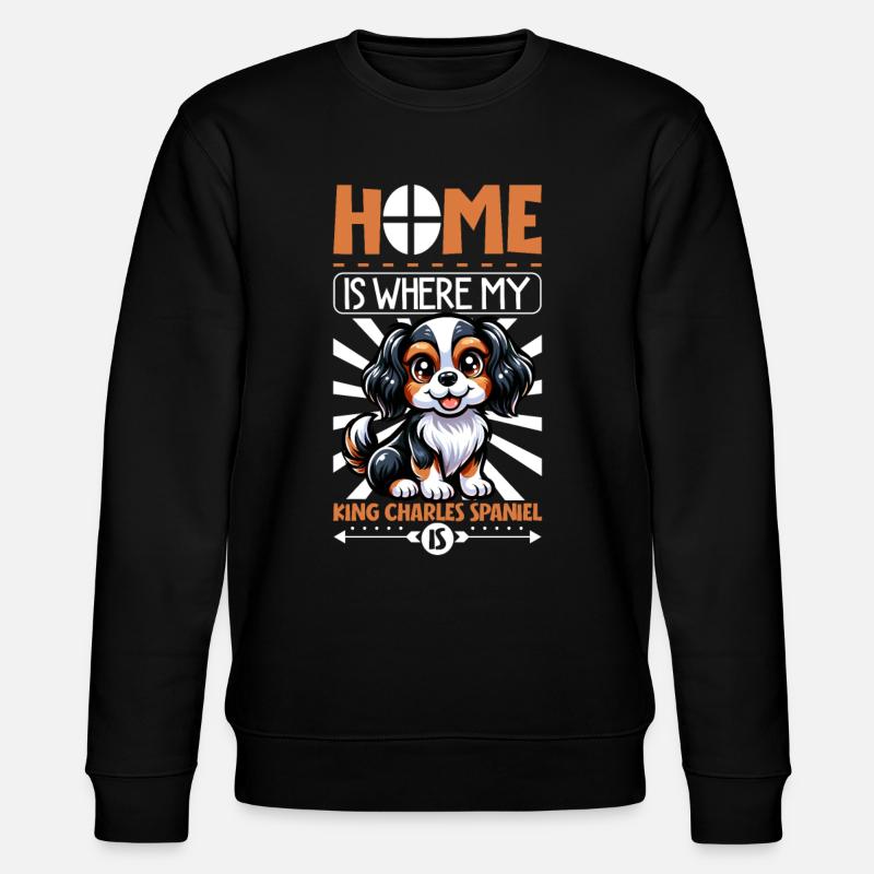 Zuhause - King Charles Spaniel - Stanley/Stella Unisex Bio-Sweatshirt CHANGER  - Schwarz