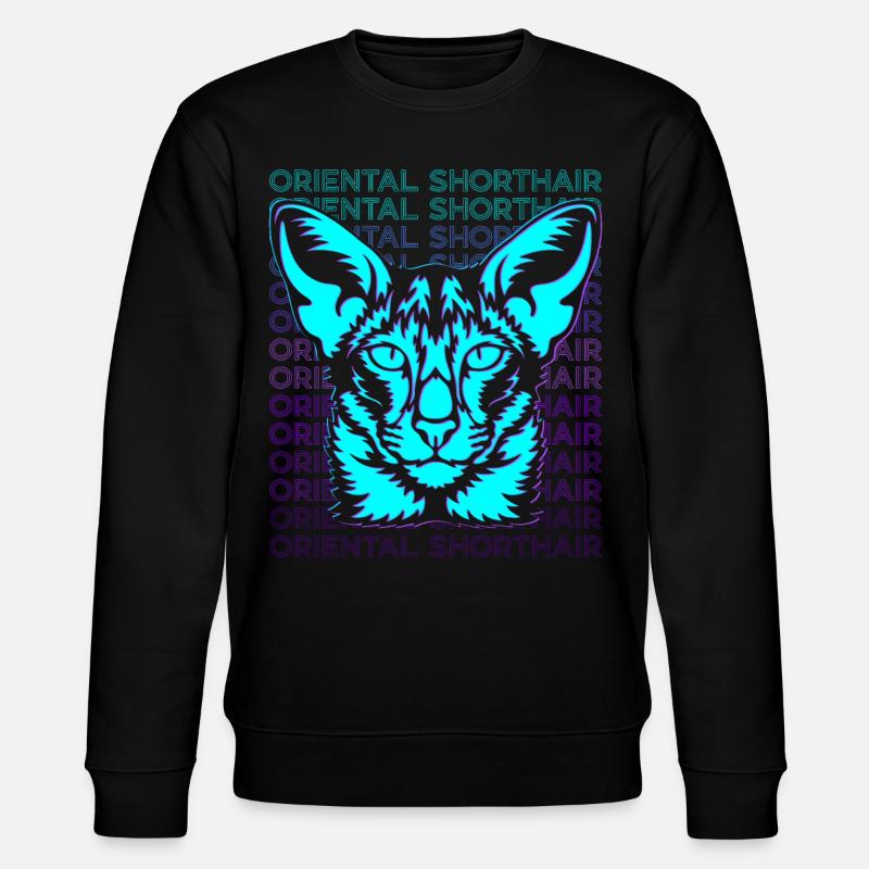 Orientalisch Kurzhaar Katze Retro - Stanley/Stella Unisex Bio-Sweatshirt CHANGER  - Schwarz